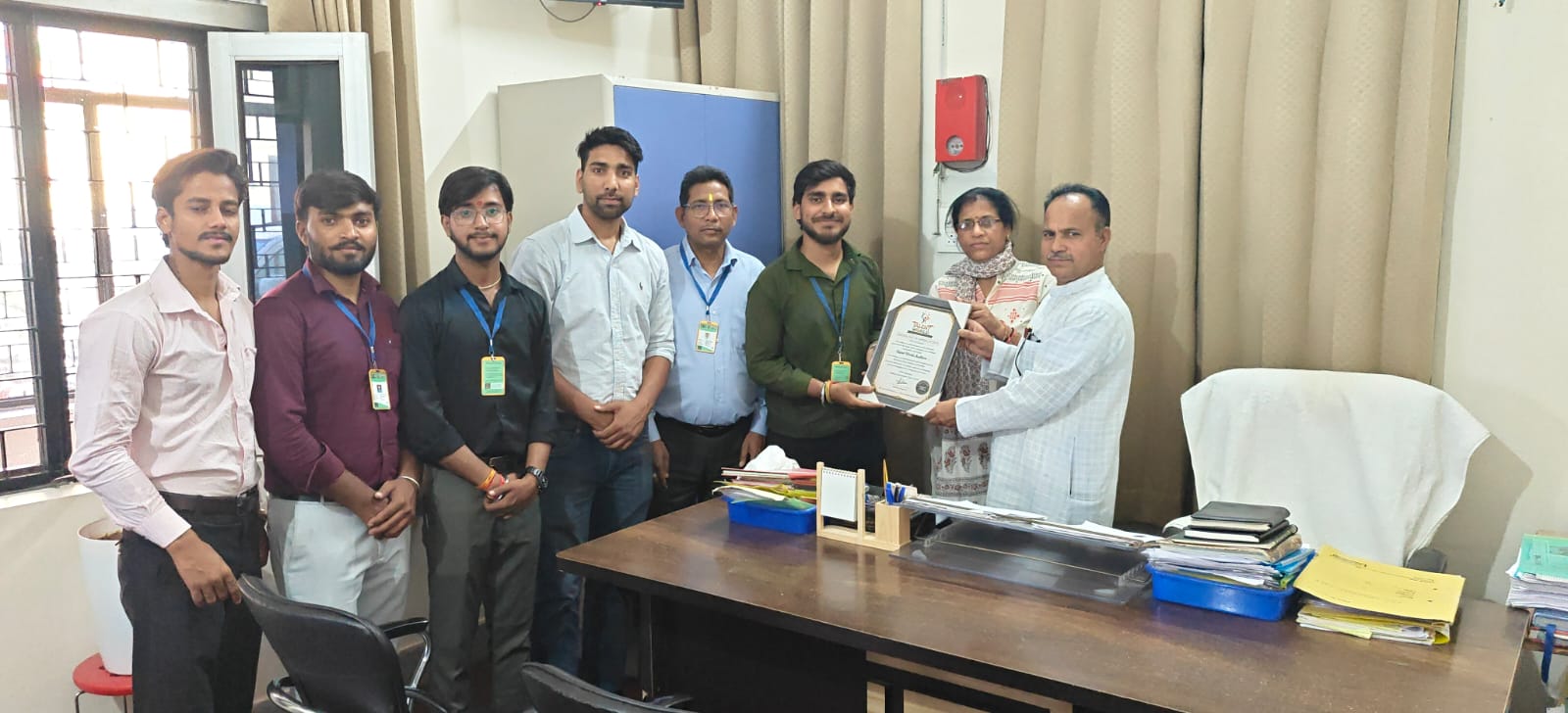 India Talent League Promotion Team Honoring School Principal in Vikas Nagar
